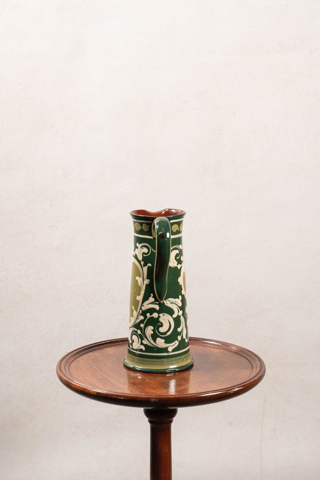 Hand Painted Green Glazed Jug (Stamped; Vale England)
