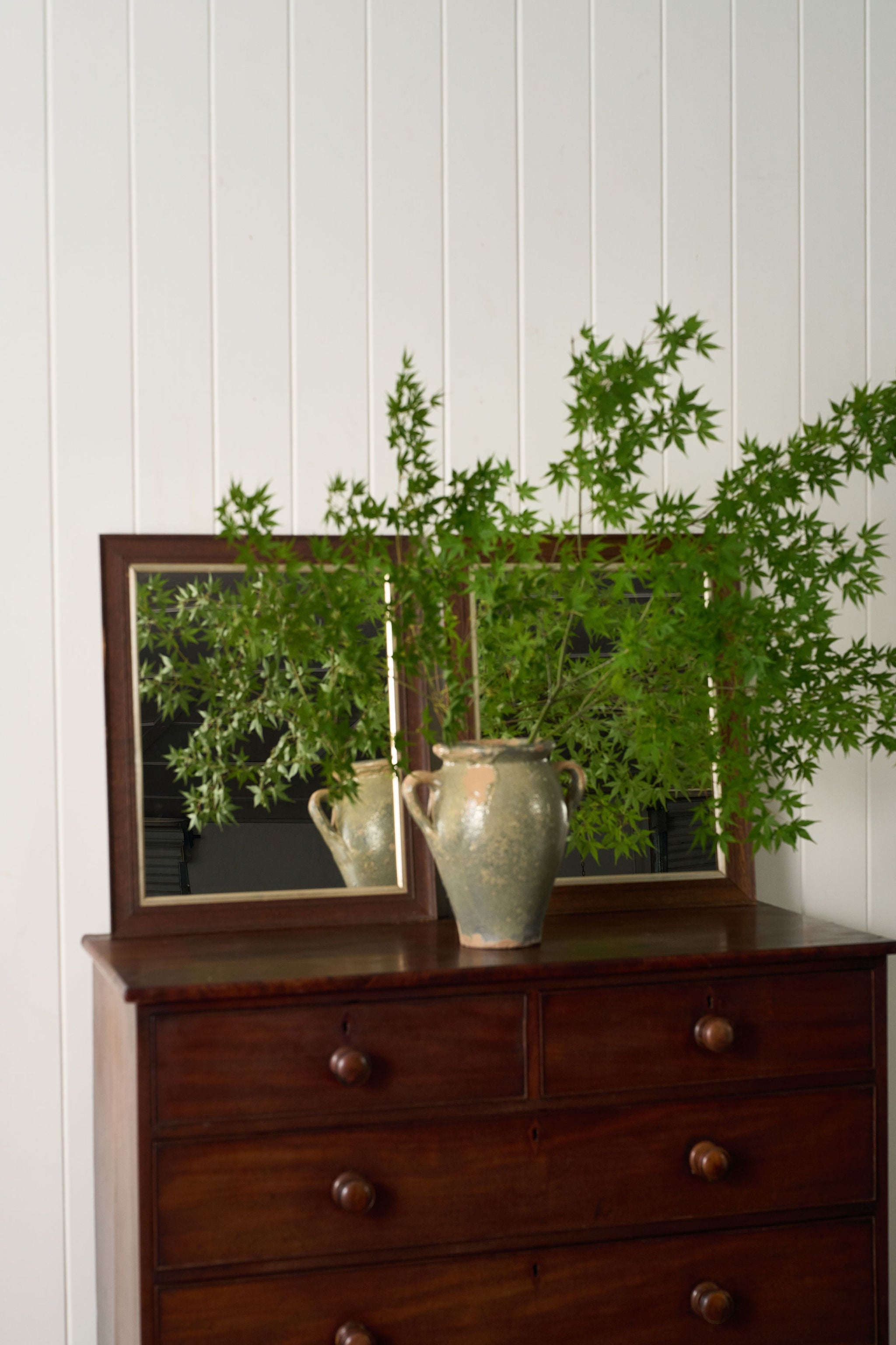 PAIR 19th Century English Oak Mirrors (New Glass)