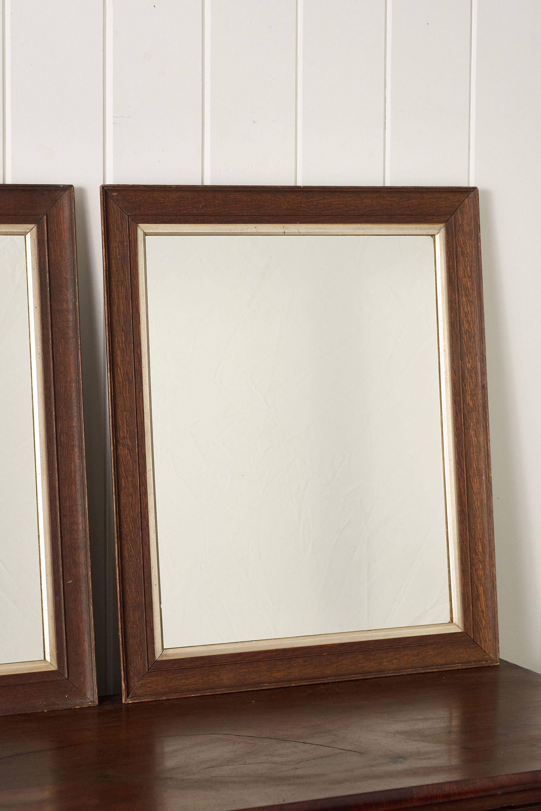 PAIR 19th Century English Oak Mirrors (New Glass)