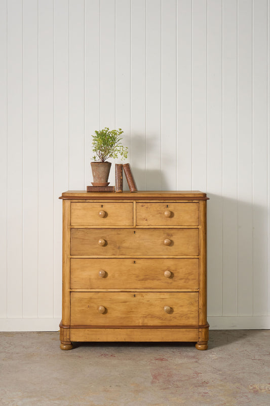 Victorian Large Two Over Three Pine Chest with Extra Deep Bottom Drawer