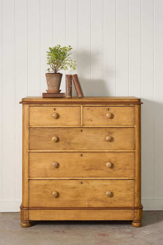 Victorian Large Two Over Three Pine Chest with Extra Deep Bottom Drawer
