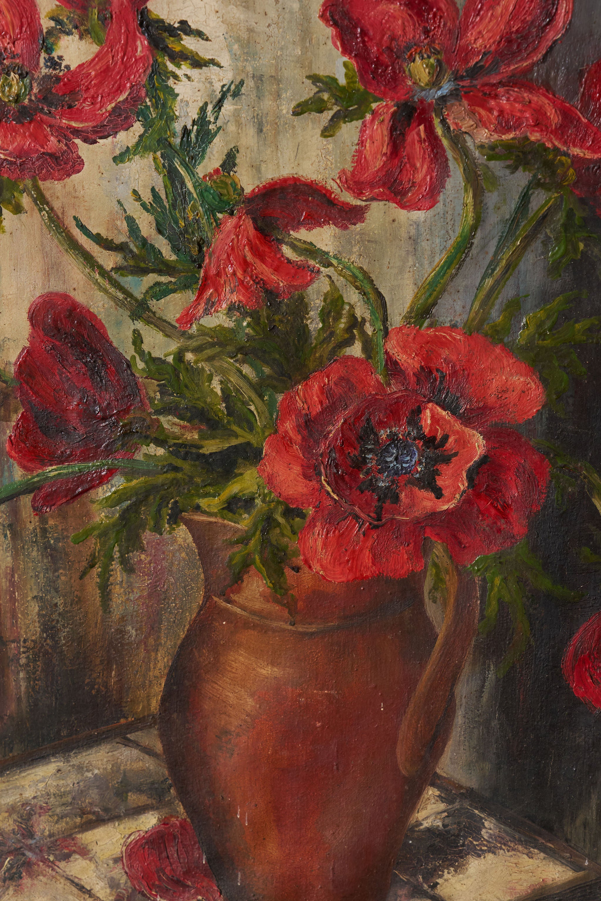Original Oil on Canvas of Red Poppies (signed 1946)