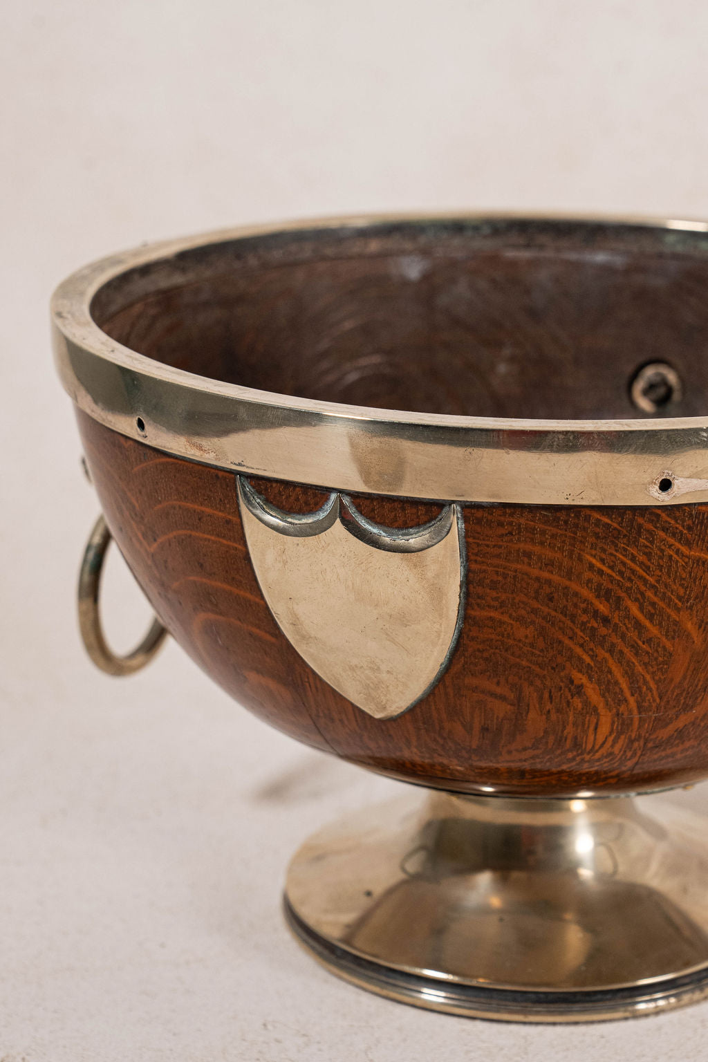 19th Century Lion Head Oak & Silver Plated Pedestal Bowl (c.1880)