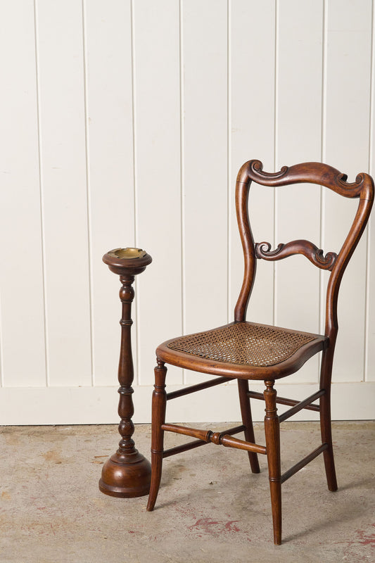 Antique English Oak Ashtray with Brass Tray