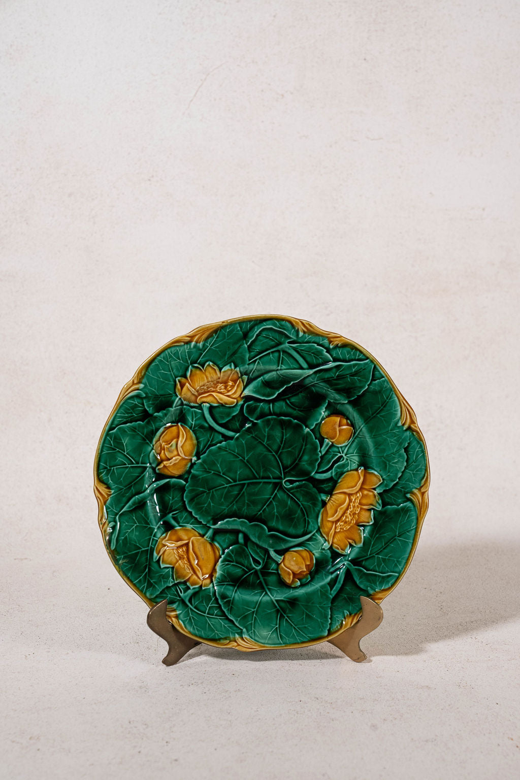 Green and Yellow Majolica Plate