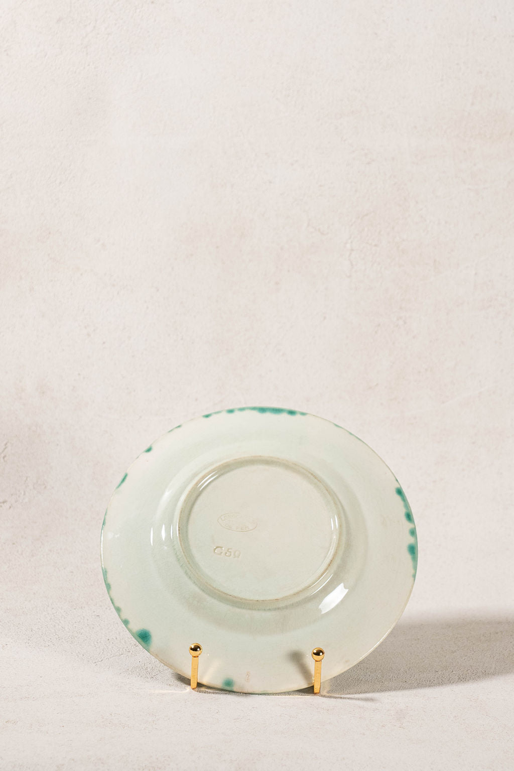 Antique Majolica Plate with Blue/Green Glazing