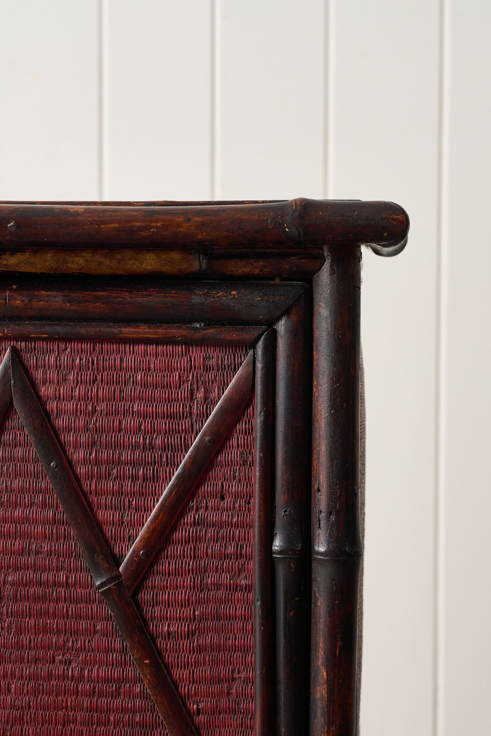 19th Century Bamboo Single Door Cabinet | Later Painted Red