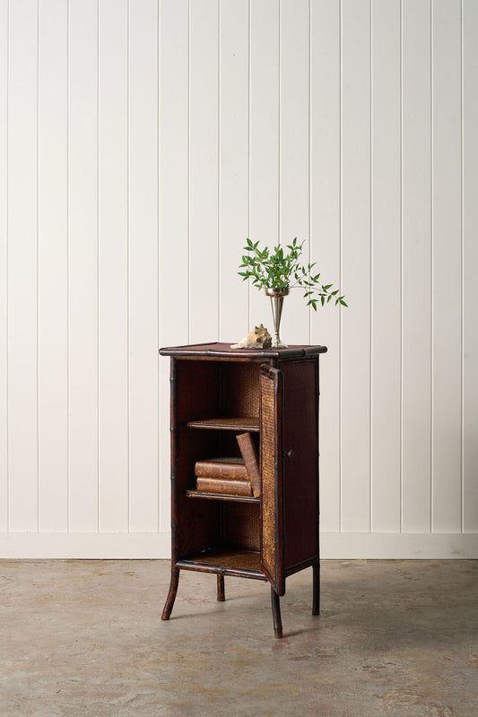 19th Century Bamboo Single Door Cabinet | Later Painted Red