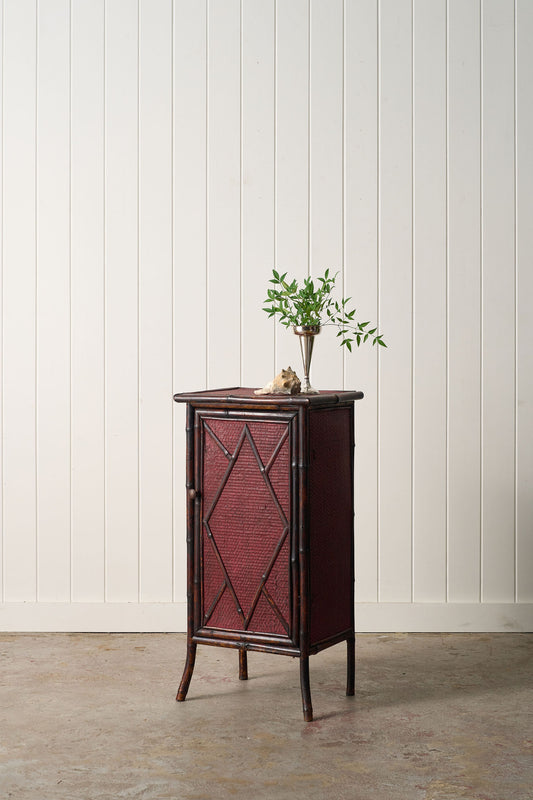 19th Century Bamboo Single Door Cabinet | Later Painted Red