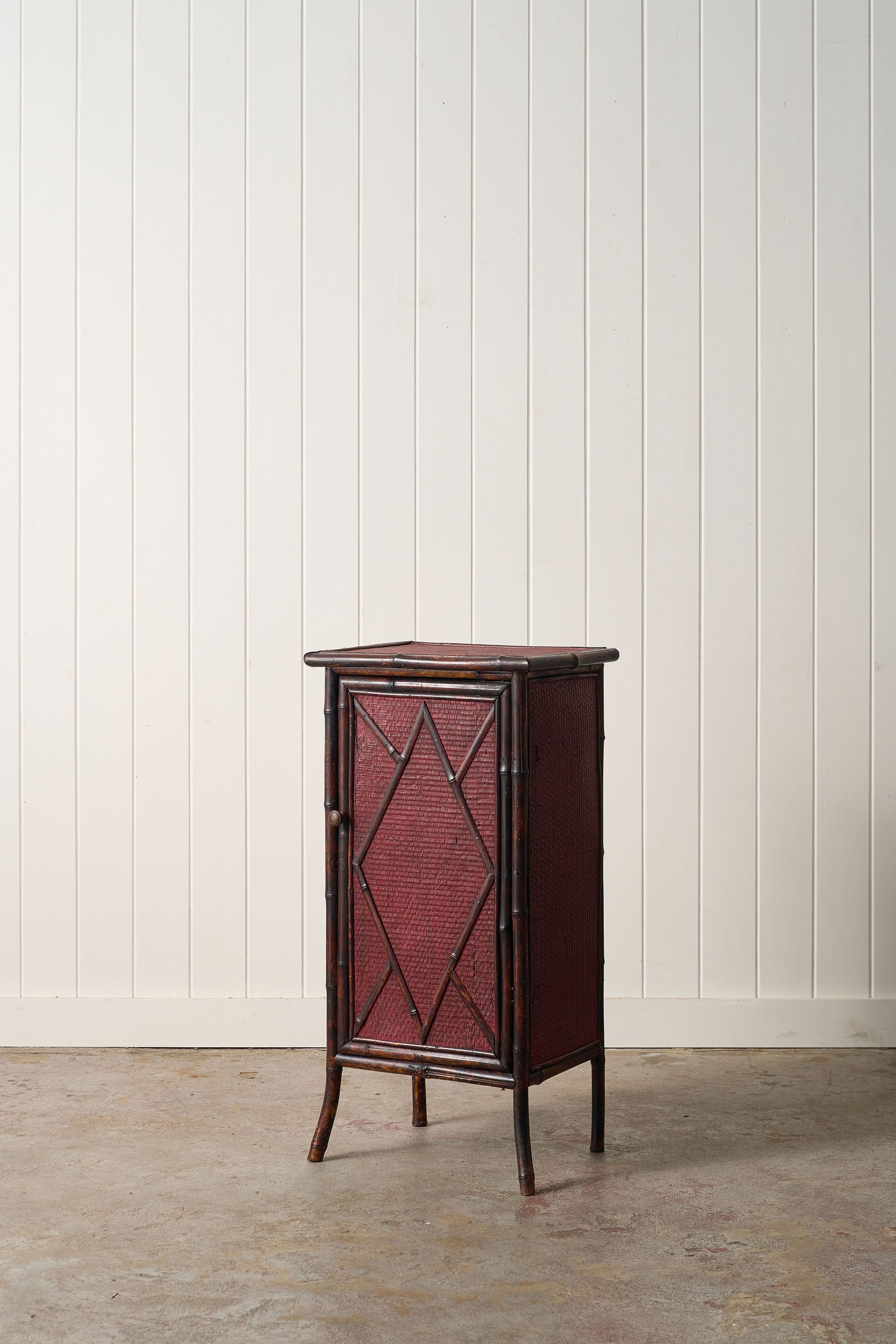 19th Century Bamboo Single Door Cabinet | Later Painted Red