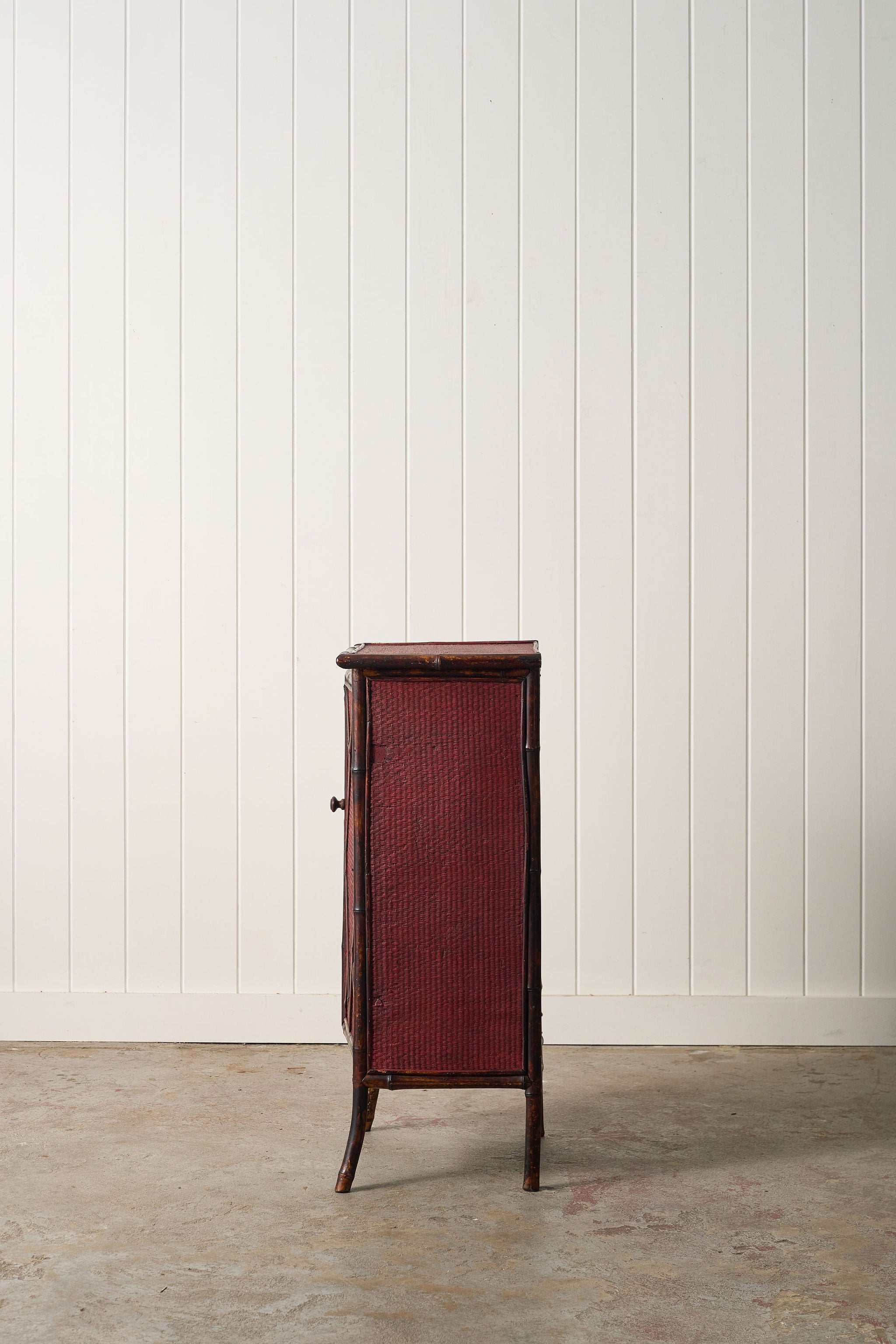 19th Century Bamboo Single Door Cabinet | Later Painted Red