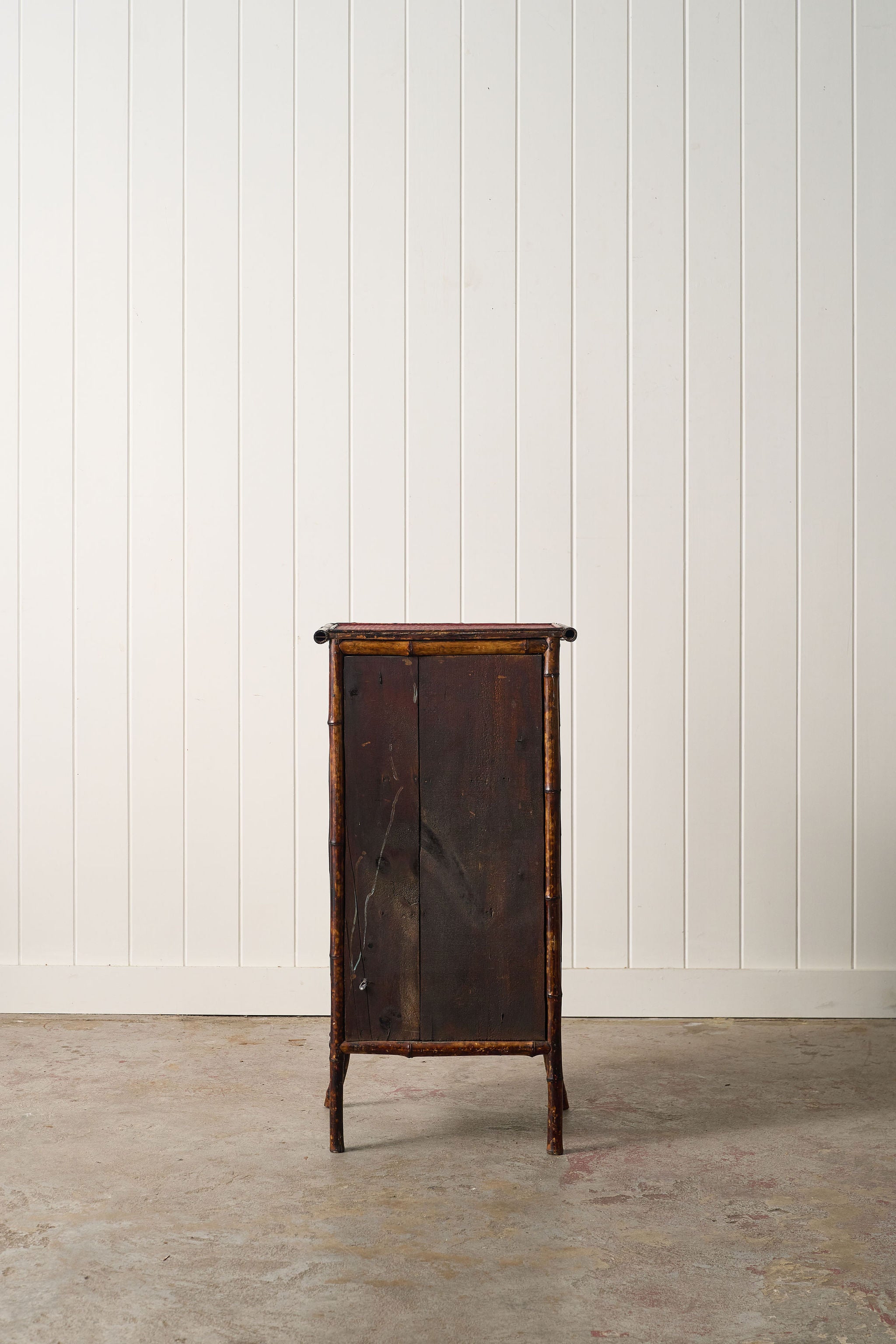 19th Century Bamboo Single Door Cabinet | Later Painted Red