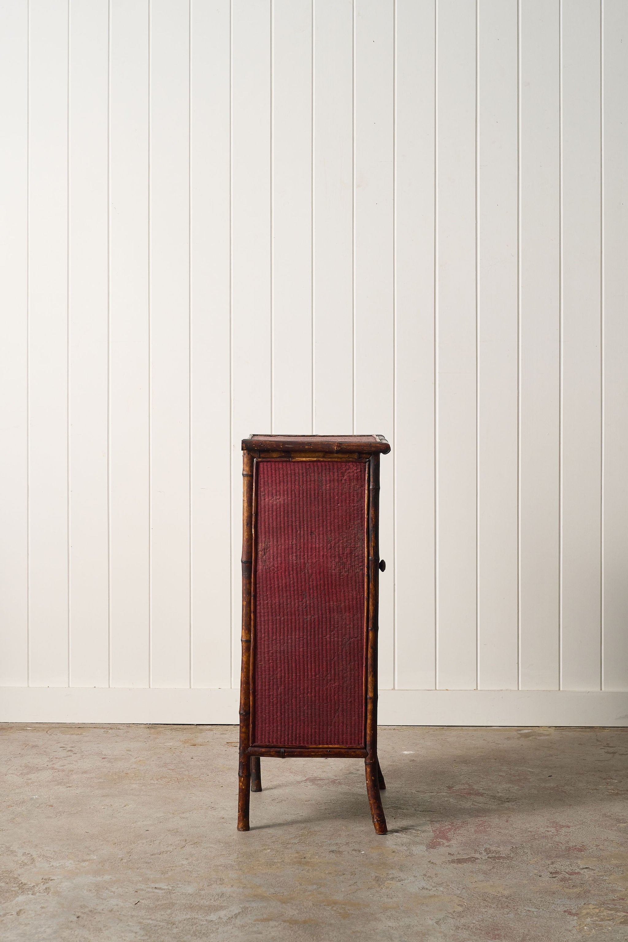 19th Century Bamboo Single Door Cabinet | Later Painted Red