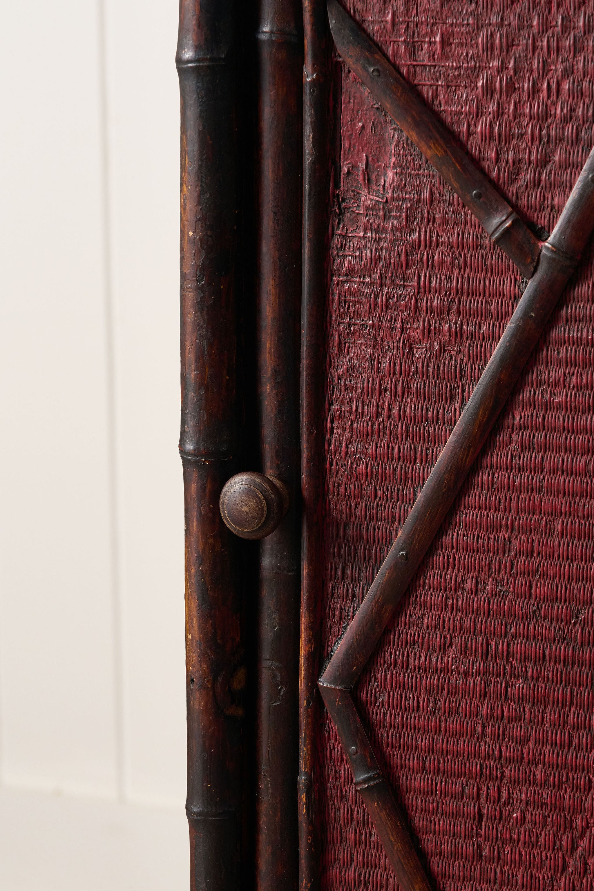 19th Century Bamboo Single Door Cabinet | Later Painted Red