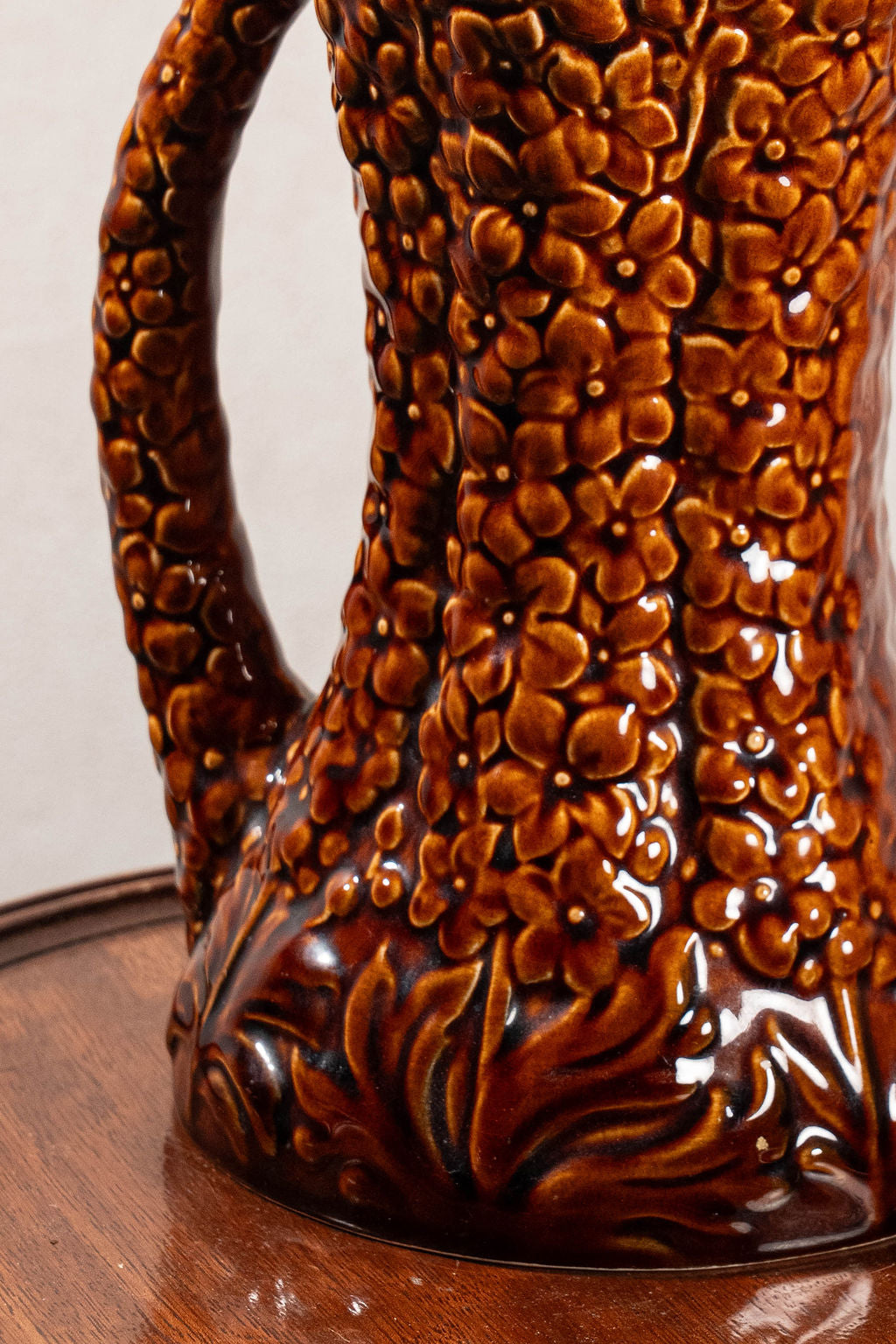 Vintage Brown Hollyhocks Pitcher by Sylvac