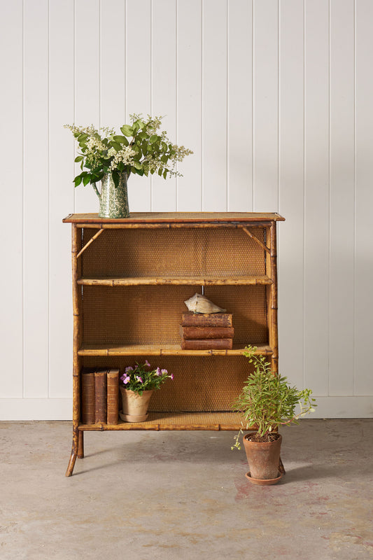 19th Century Tortoise Bamboo Bookcase (as is)