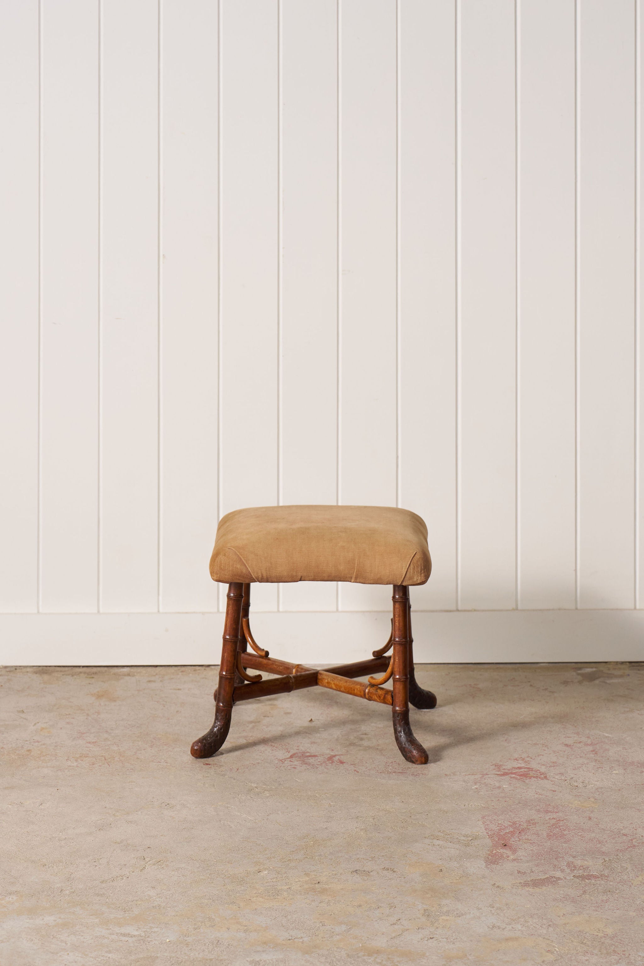 RARE Antique French Faux Bamboo Ottoman with Root Feet