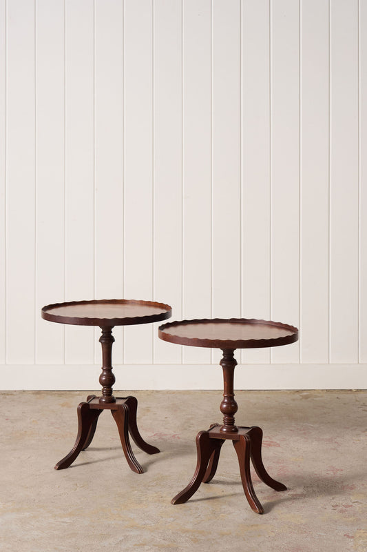 PAIR of Scalloped Mahogany Side Tables (c. 1930)