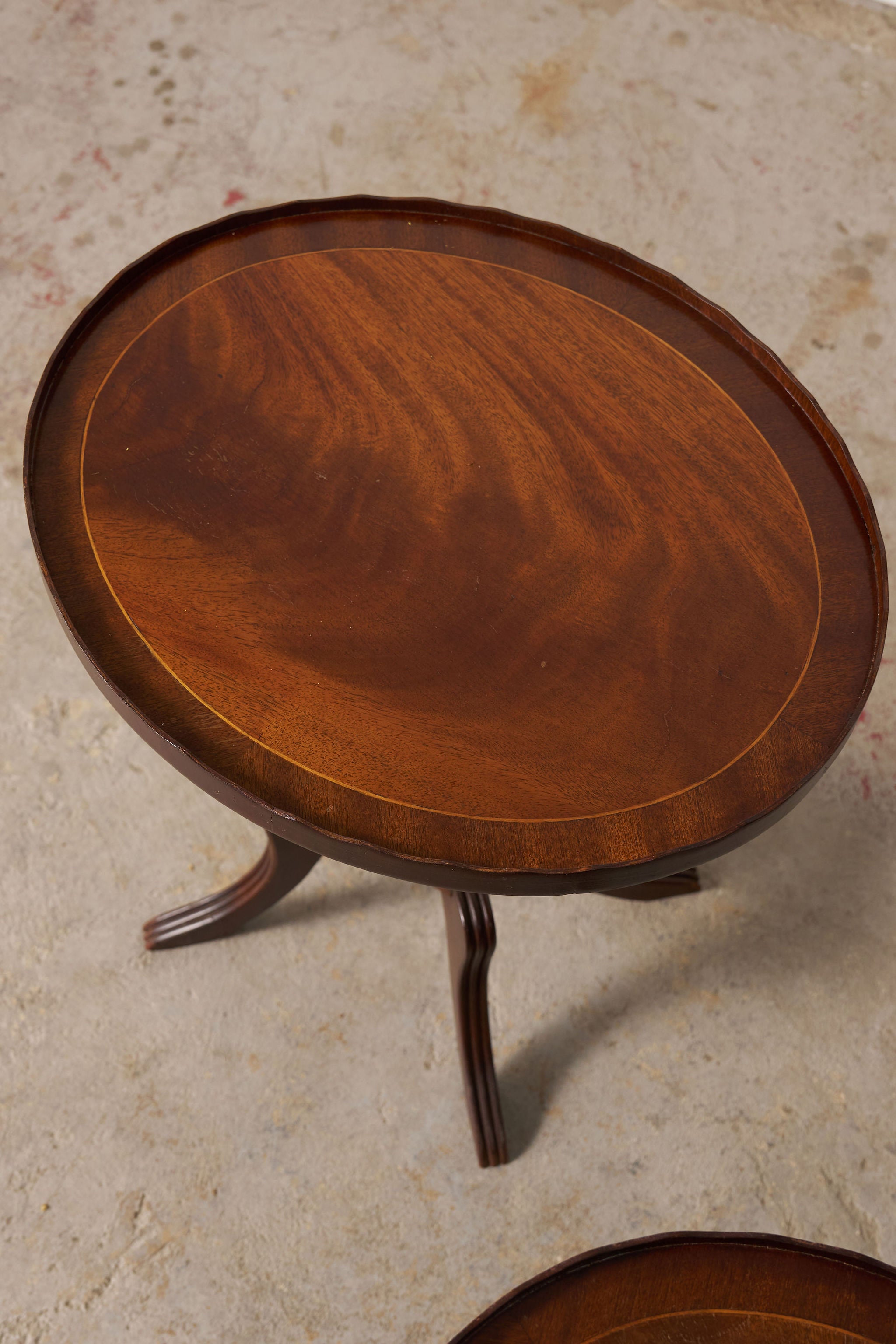 PAIR of Scalloped Mahogany Side Tables (c. 1930)