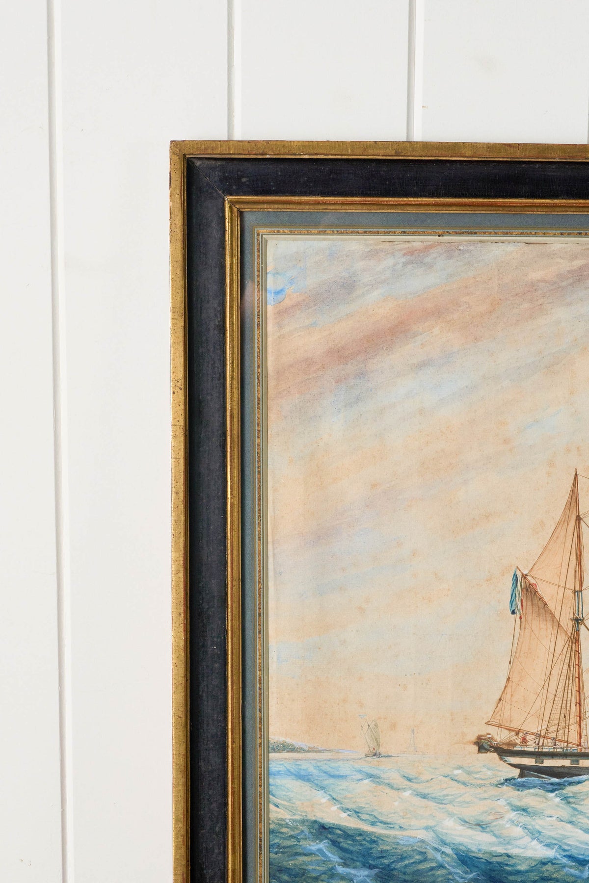 19th Century French Ship Framed Original Watercolor (c. 1854)