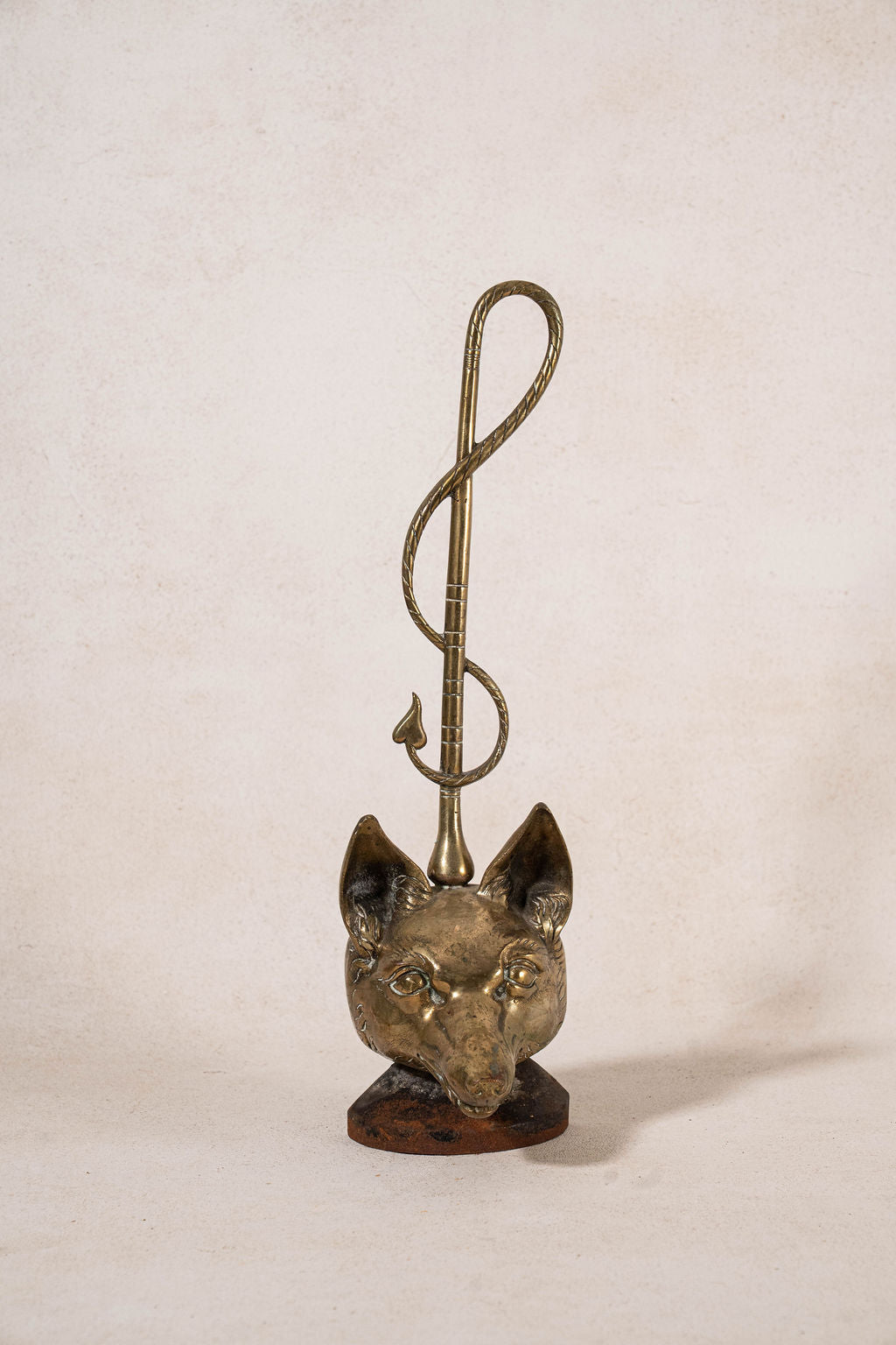 Antique Brass Fox Head Door Stopper