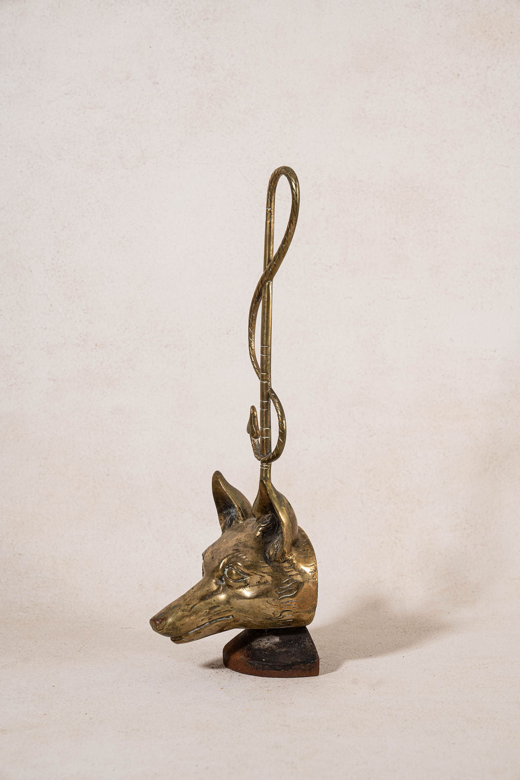 Antique Brass Fox Head Door Stopper