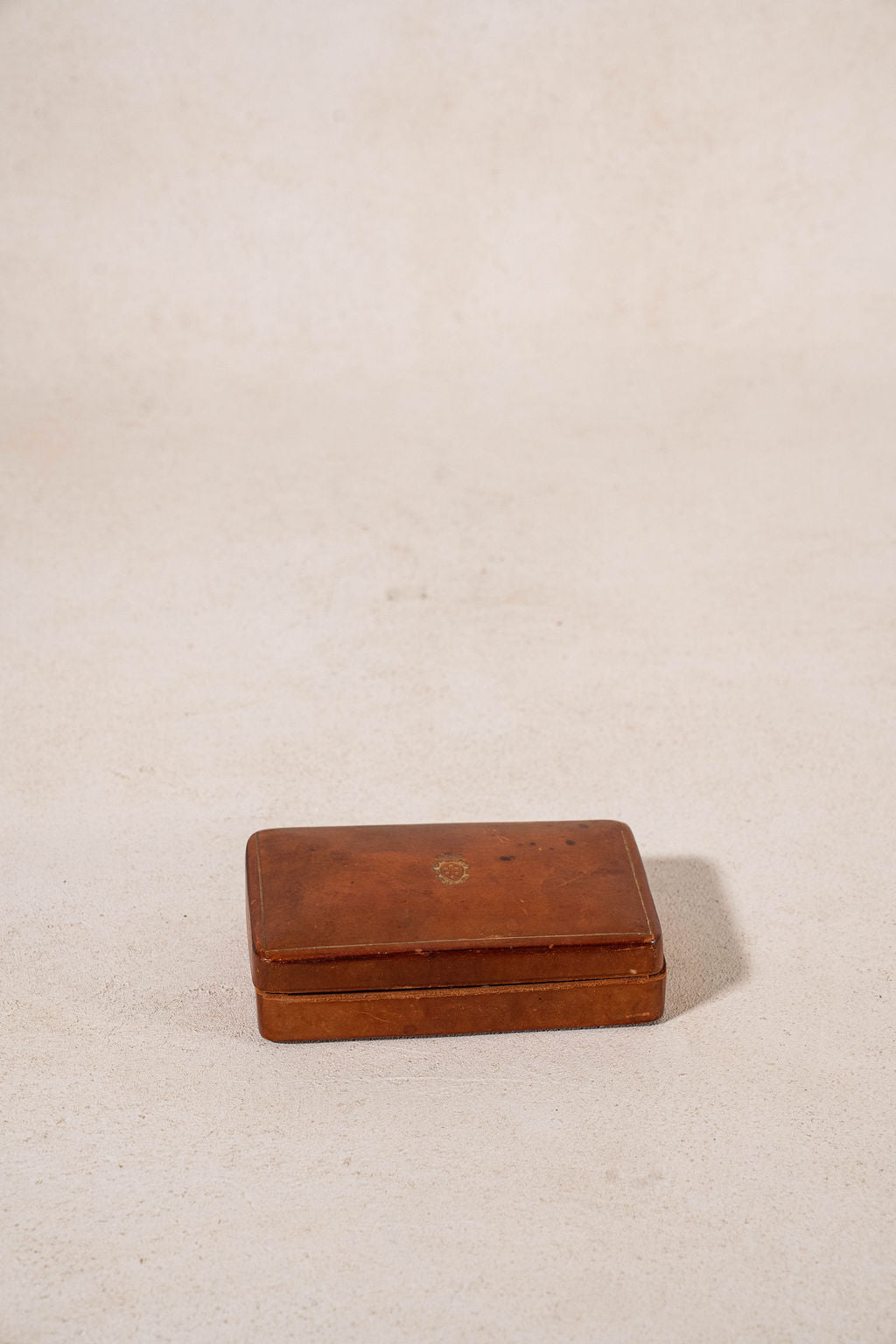 Antique French Leather Box with Gold Embossed Crest