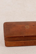 Load image into Gallery viewer, Antique French Leather Box with Gold Embossed Crest
