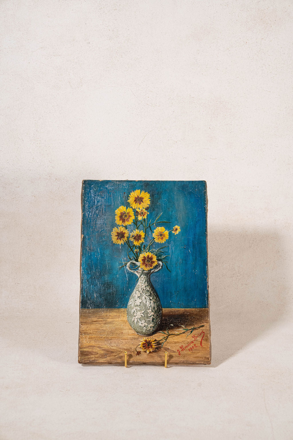 Antique French Oil On Canvas Floral Still Life (signed + dated 1902)