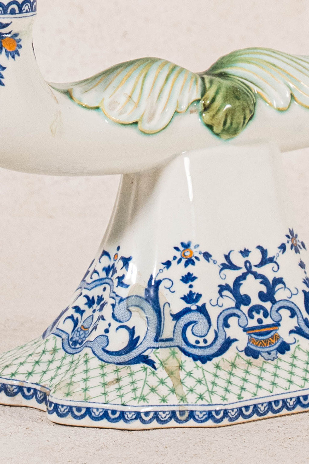 PAIR of 2-Arm French Handpainted Porcelain Candlesticks by Gien