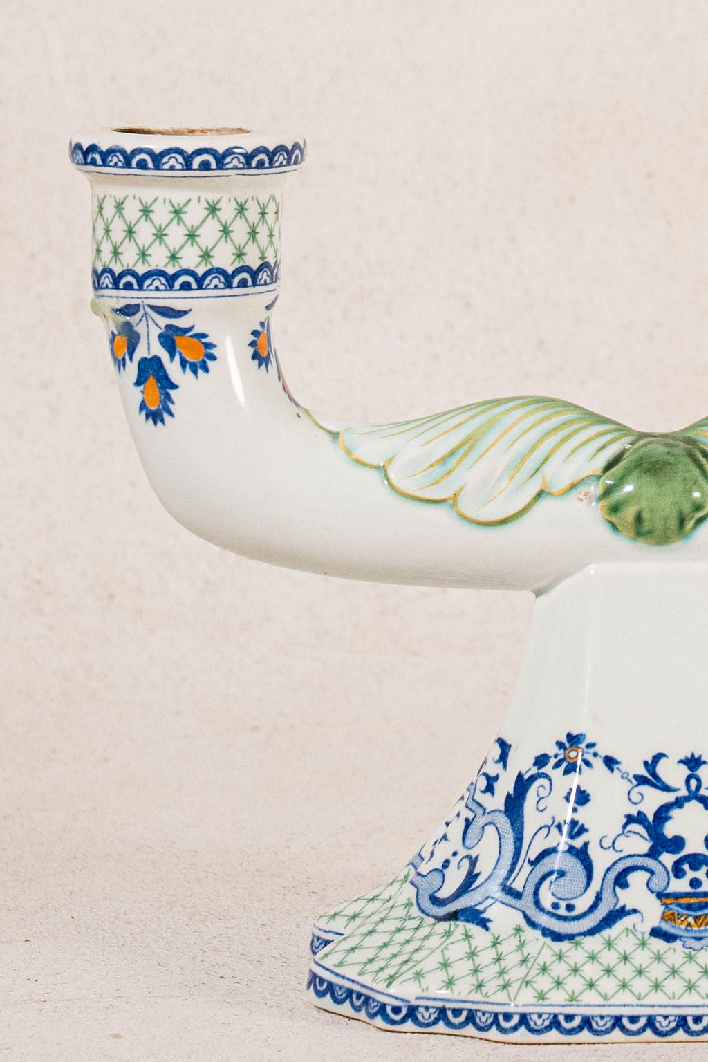PAIR of 2-Arm French Handpainted Porcelain Candlesticks by Gien