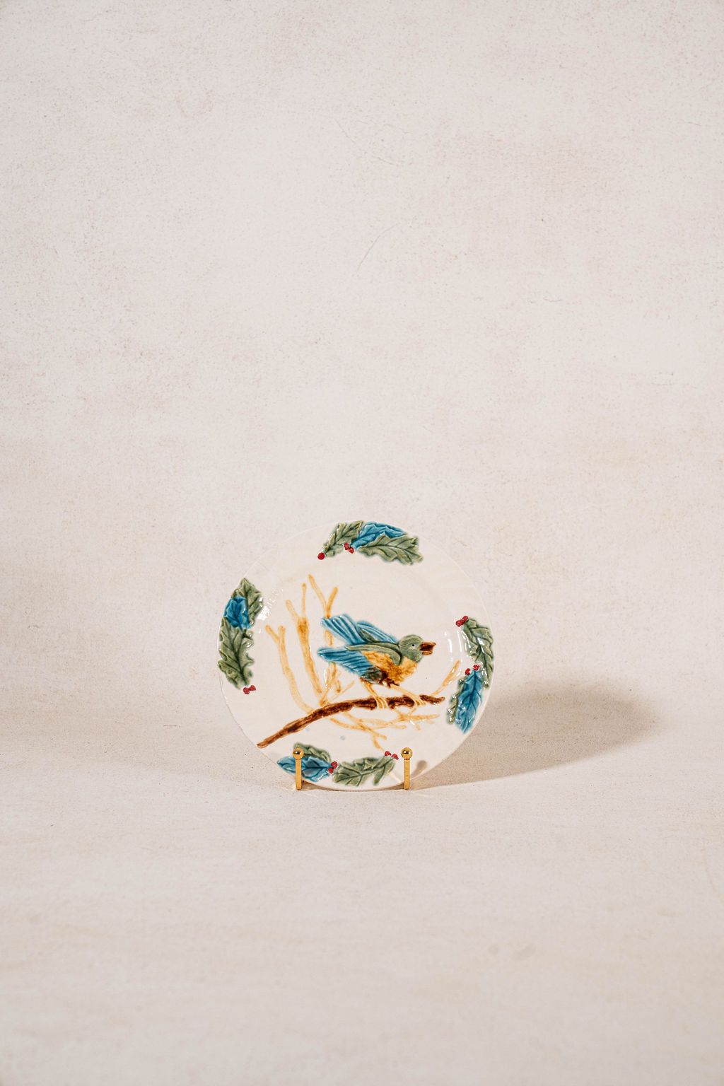 Vintage French Majolica Bird Plate