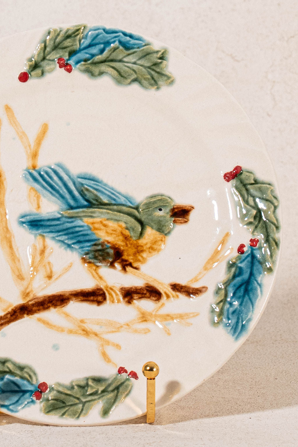 Vintage French Majolica Bird Plate