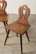 Load image into Gallery viewer, PAIR of Swiss Alpine Folk Art Carved Hall Chairs
