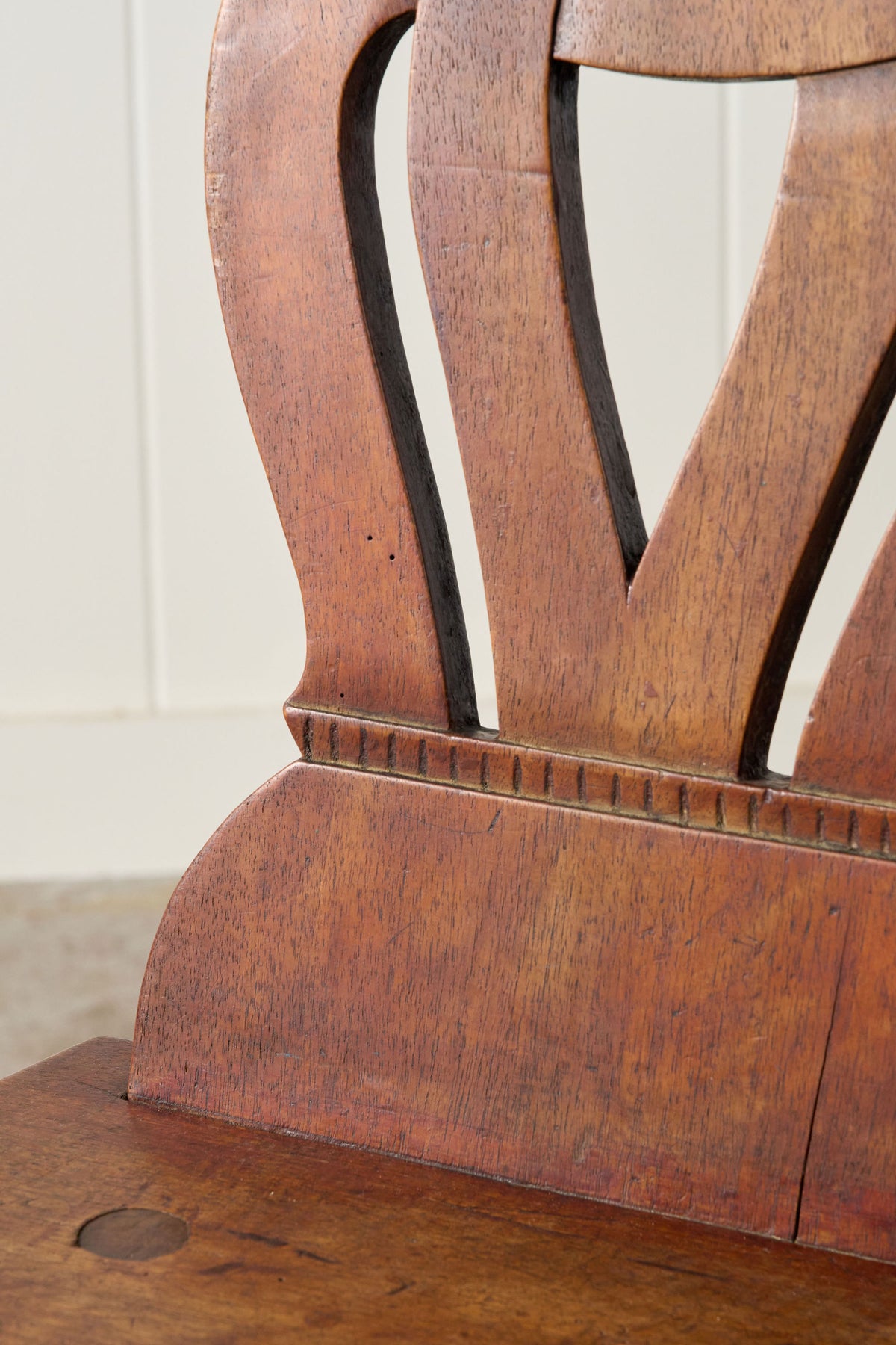 PAIR of Swiss Alpine Folk Art Carved Hall Chairs