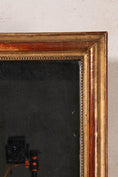 Load image into Gallery viewer, 19th Century French Giltwood Mirror with Red Wash + Beaded Inner Detailing
