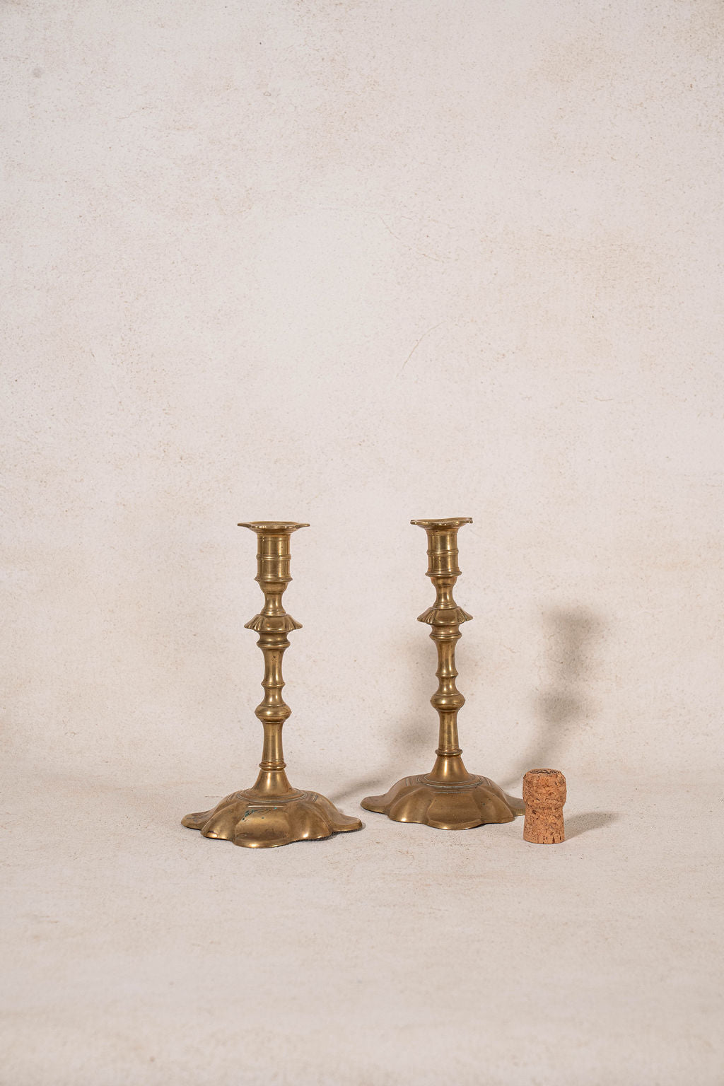 Pair of 19th Century English Scalloped Brass Candlesticks