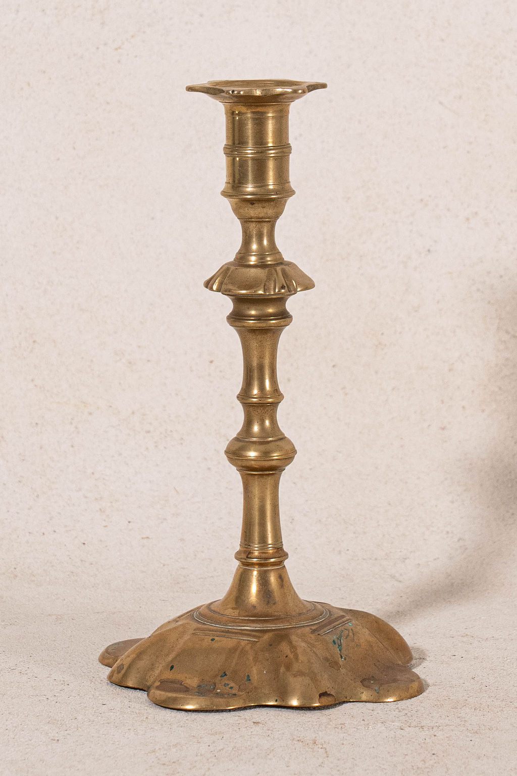 Pair of 19th Century English Scalloped Brass Candlesticks