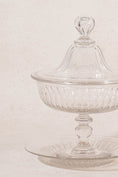 Load image into Gallery viewer, Antique Crystal Ribbed Lidded Compote with Matching Catch Plate
