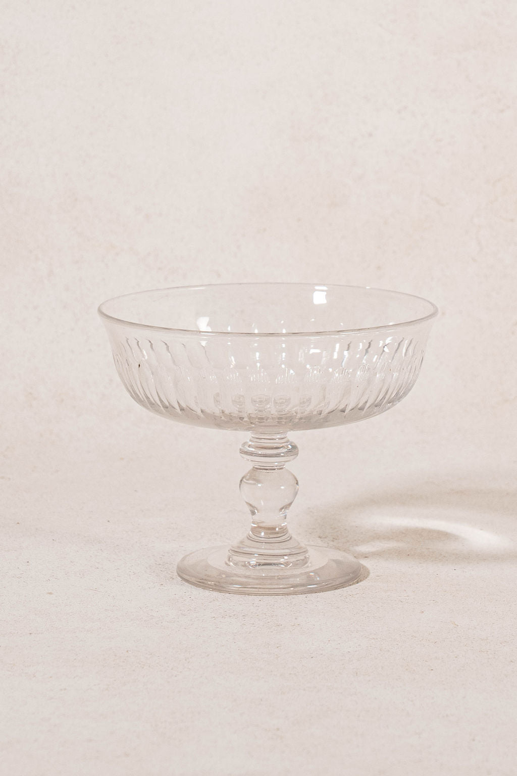 Antique Crystal Ribbed Lidded Compote with Matching Catch Plate