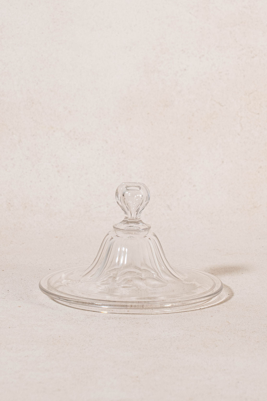 Antique Crystal Ribbed Lidded Compote with Matching Catch Plate