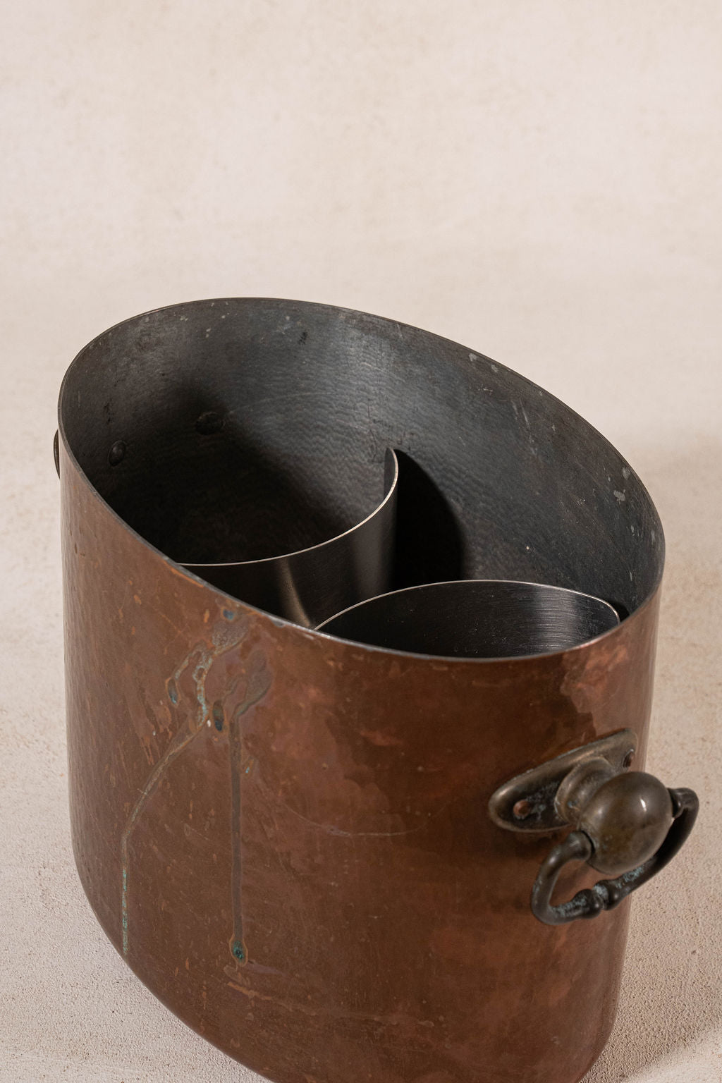 Vintage French Hammered Copper Two-Bottle Chiller