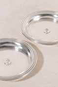 Load image into Gallery viewer, PAIR French Silverplate Wine Coasters with French Navy Anchor | by Christofle (c. 1920)
