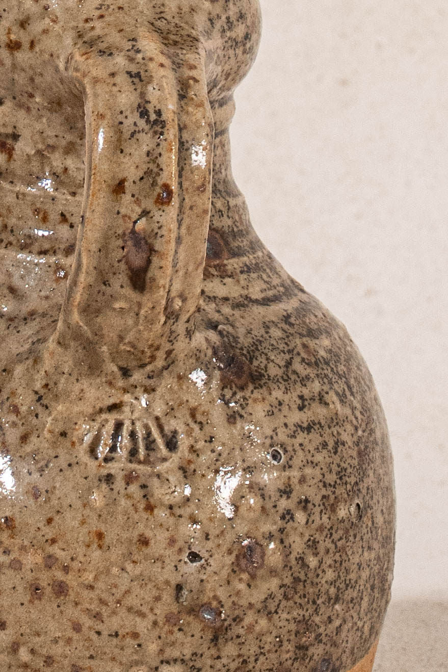 French Handmade Green & Brown Jug