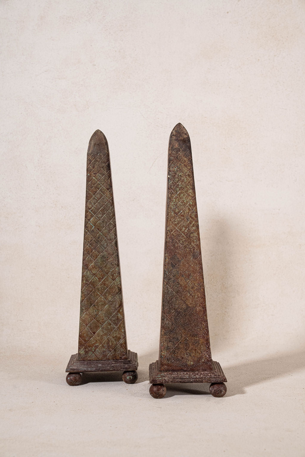 PAIR of Antique Neoclassical Metal Obelisks