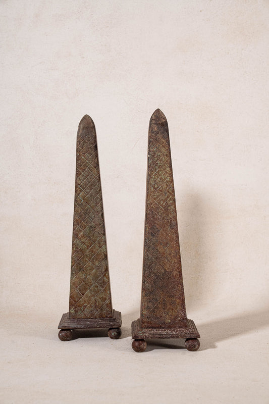 PAIR of Antique Neoclassical Metal Obelisks