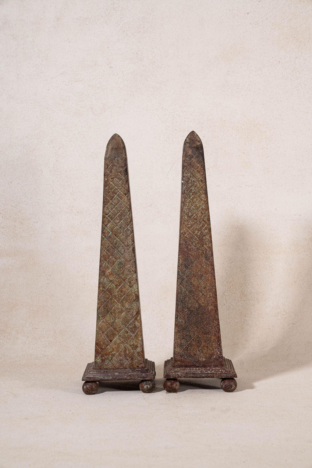 PAIR of Antique Neoclassical Metal Obelisks