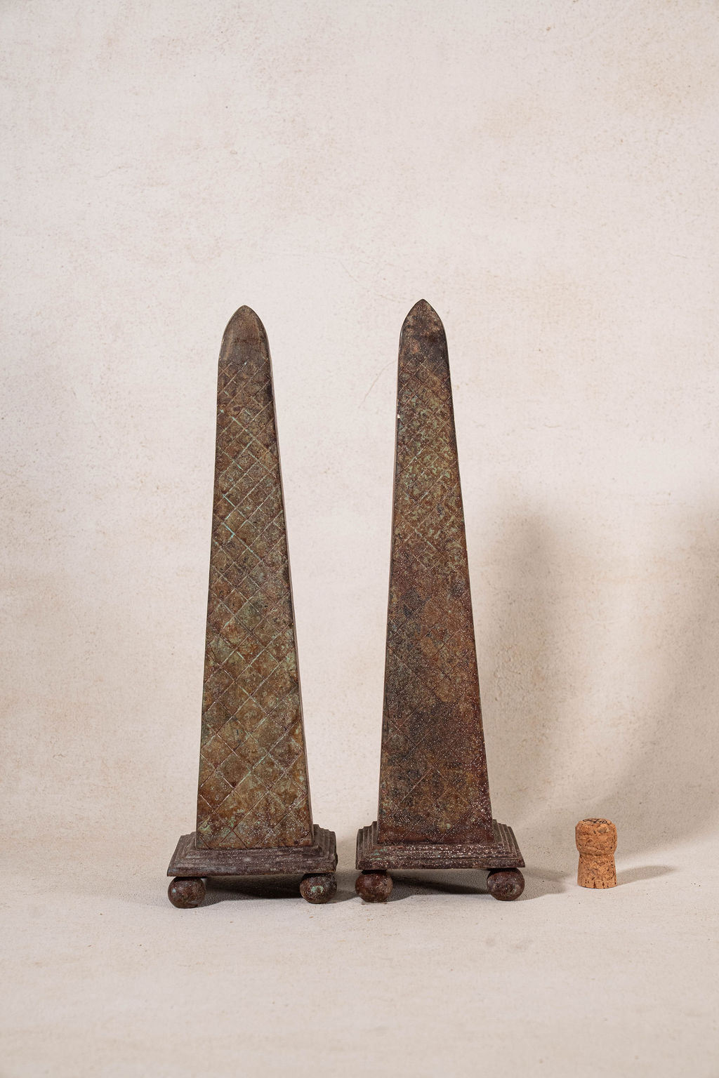 PAIR of Antique Neoclassical Metal Obelisks