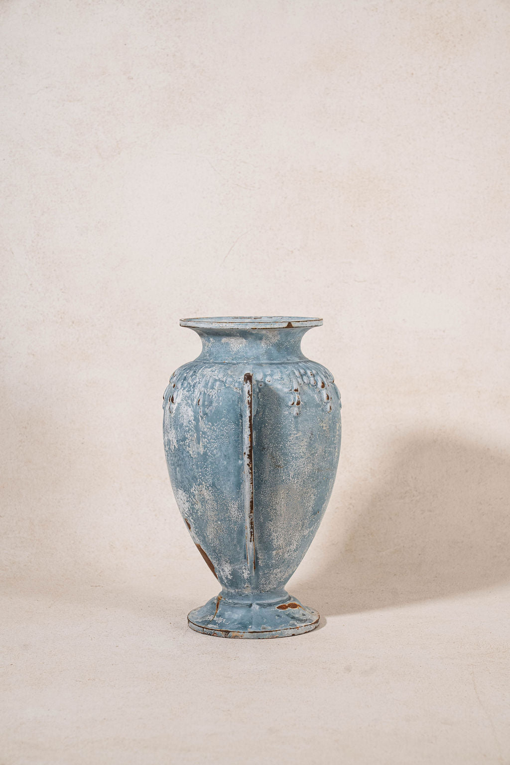 Antique Blue Patinated Cast Iron Urn