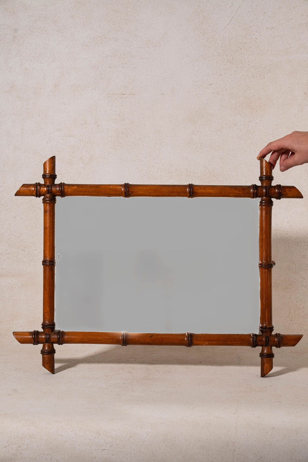 Antique Faux French Bamboo Mirror